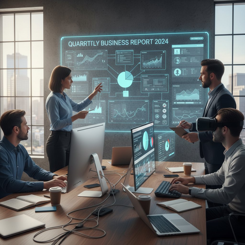 Continuous improvement in report workflows, high-contrast photo of a diverse team brainstorming with digital tools and sticky notes in a creative workshop setting