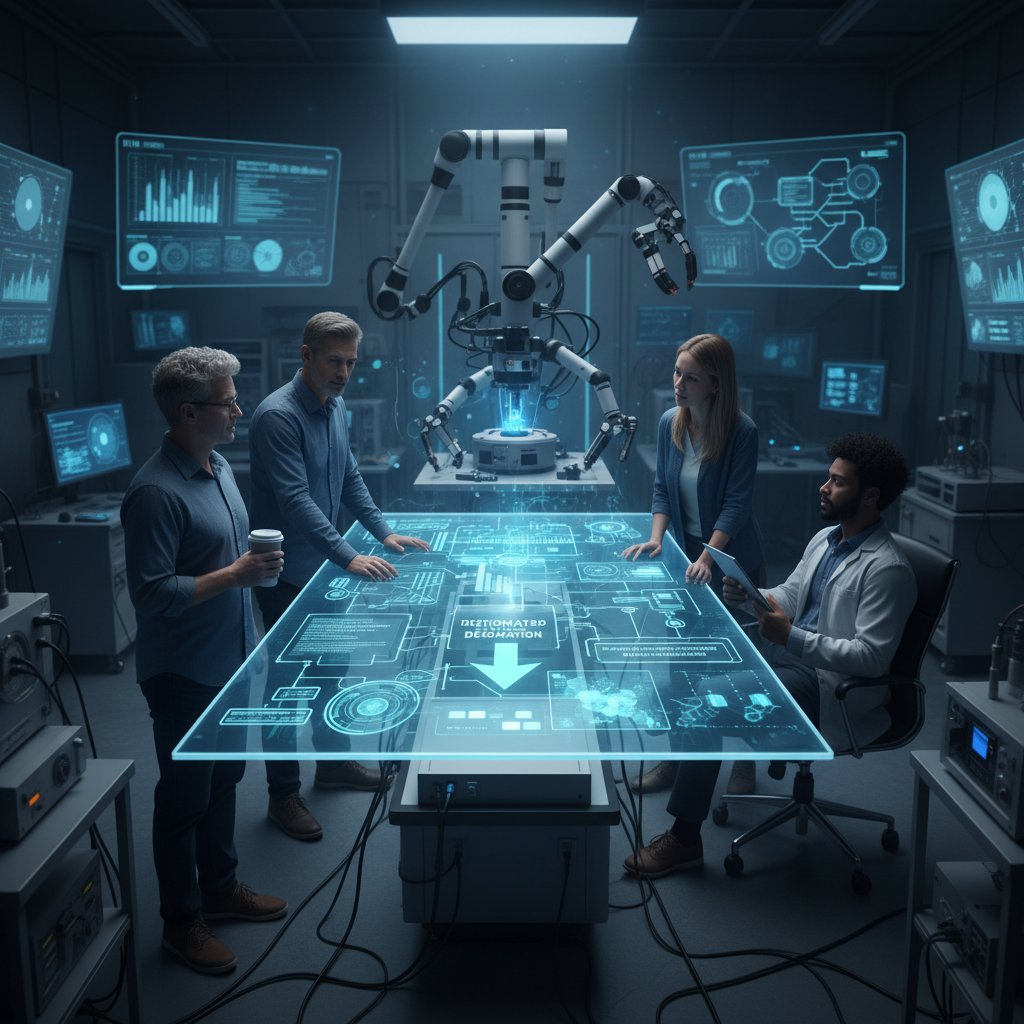 Photo of research team at decision point, choosing between manual and automated workflow paths