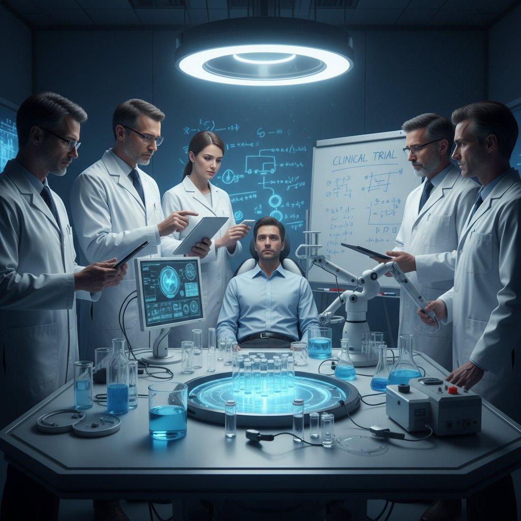 Naukowcy w laboratorium – badania nad torbielą łojową, atmosfera skupienia