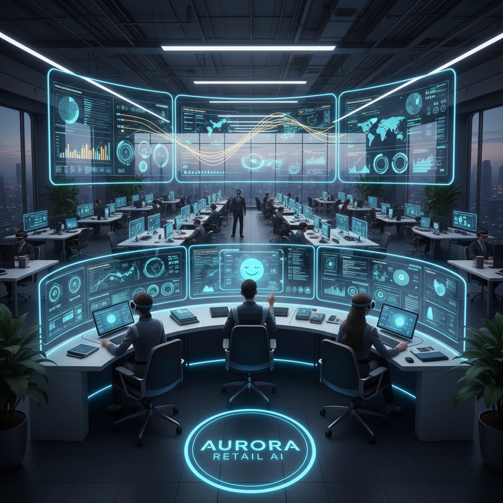 Retail support team monitoring AI-driven customer inquiry dashboard in real-time