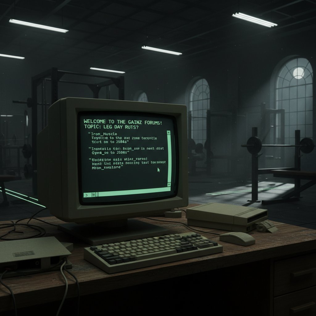 Stare polskie forum fitness z początku XXI wieku na tle siłowni