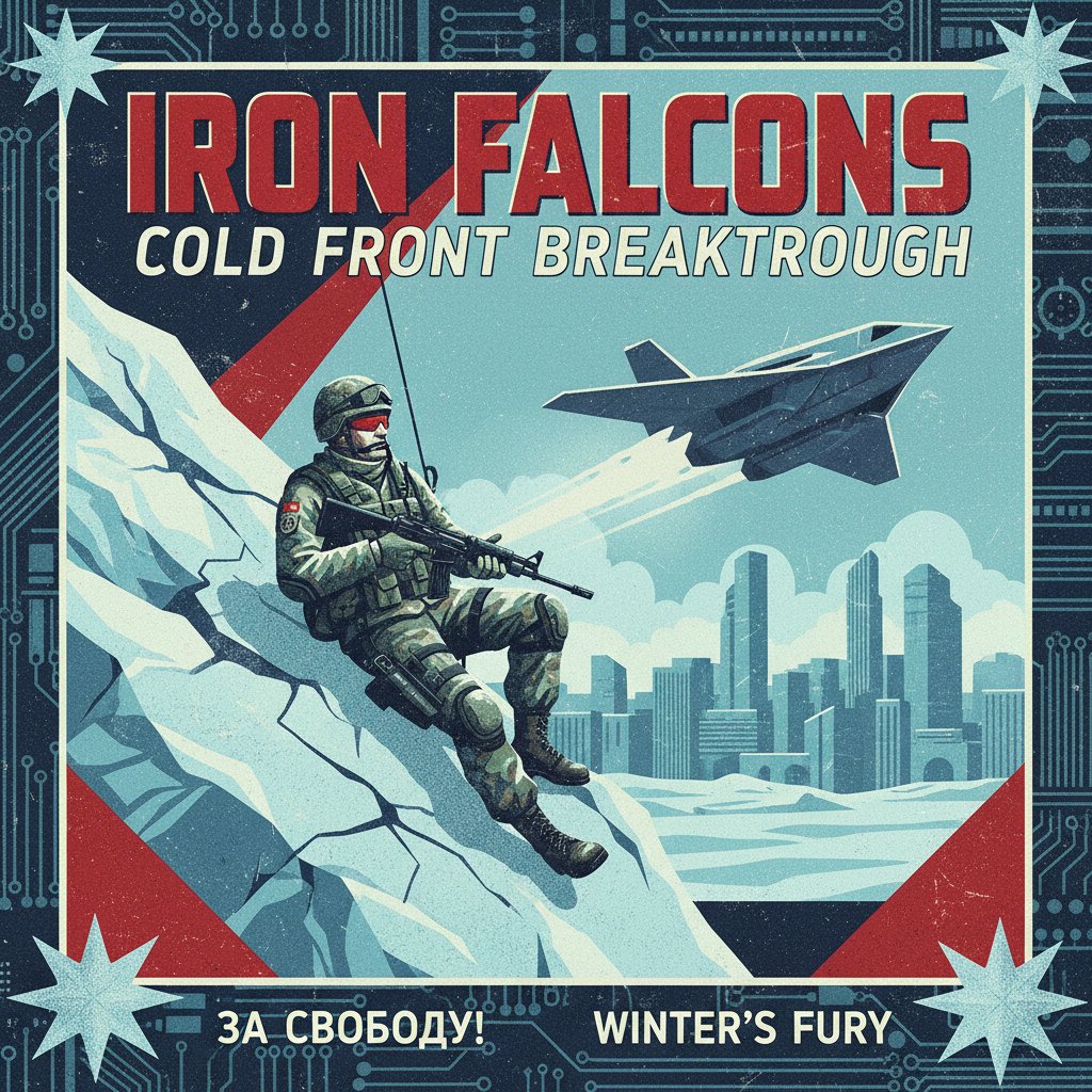 Retro special forces movie poster with modern twist, vintage meets contemporary, Cold War movie aesthetic