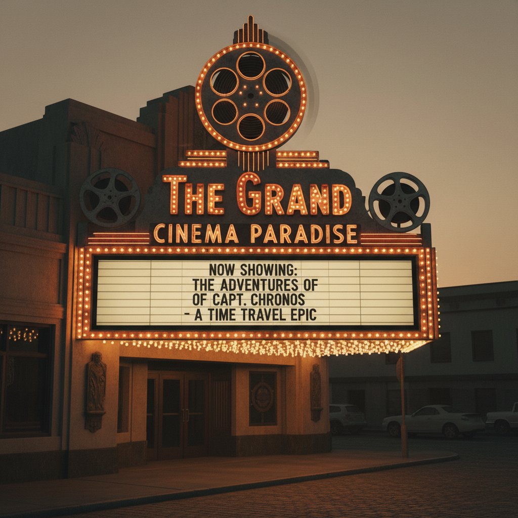 Retro theater marquee, film reel, and nostalgic lighting setting the mood for the evolution of movie teasers