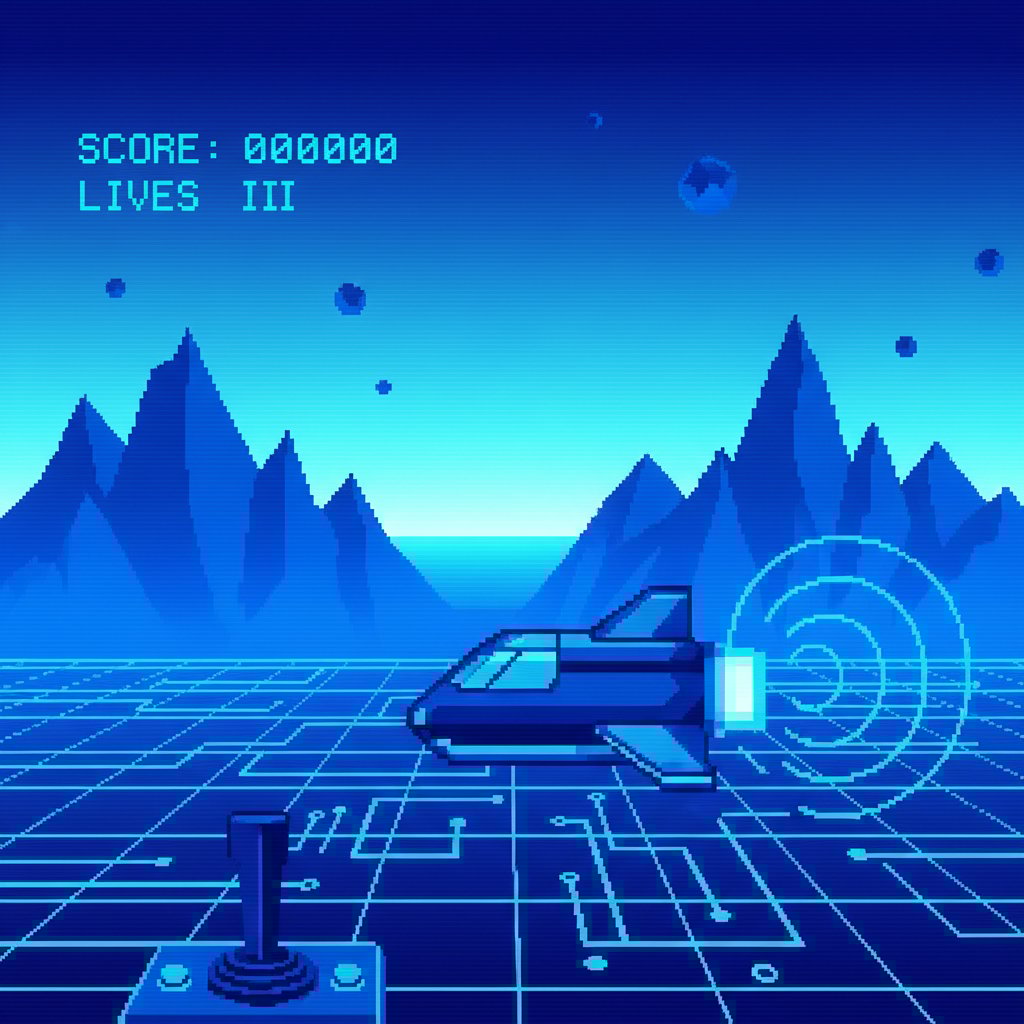 Gra wideo z dominującym niebieskim kolorem – retro scena gry komputerowej z przewagą błękitu