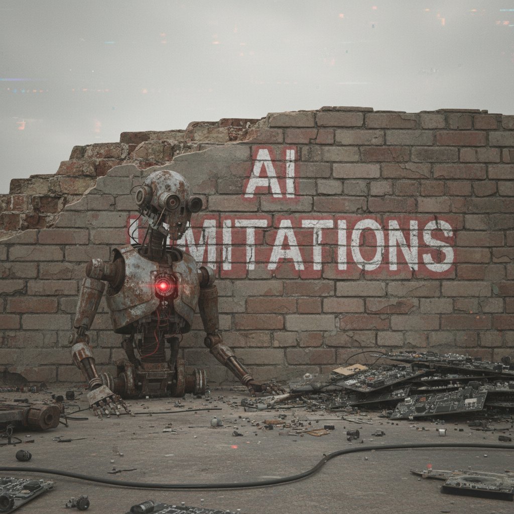 Robot napotyka ścianę – metafora ograniczeń AI w automatycznym generowaniu treści