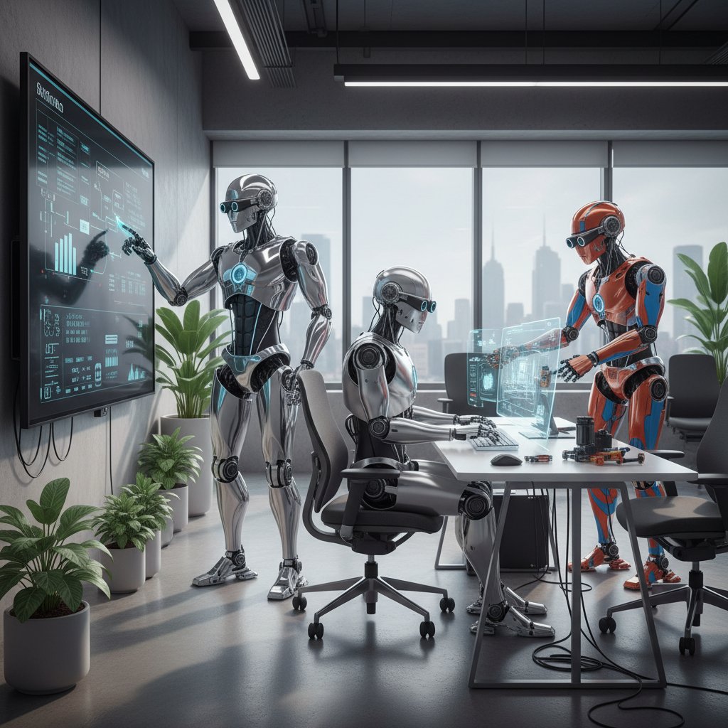 Nowoczesny robot asystujący w biurze – codzienność nowej ery pracy z AI