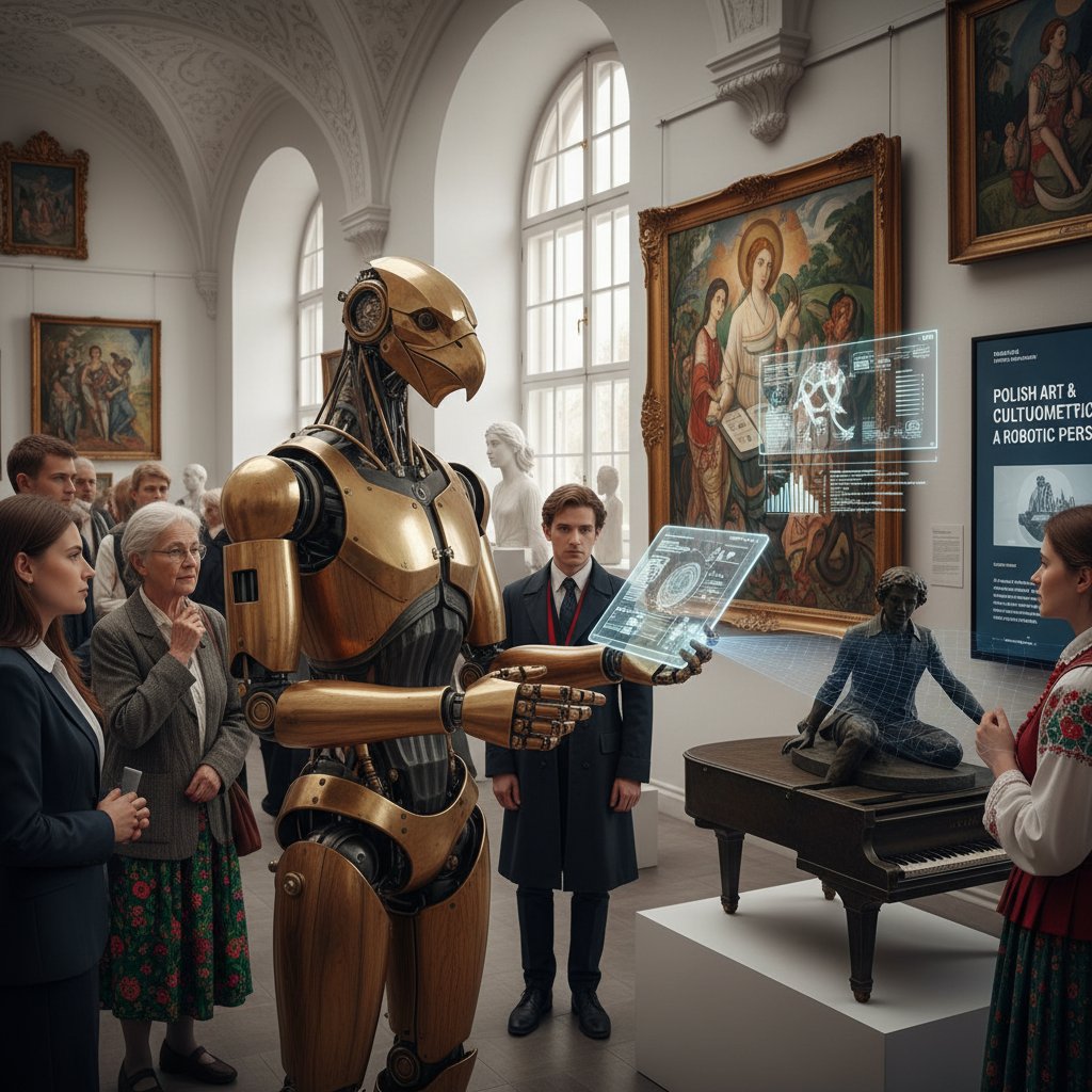 Robot analizujący polskie dzieła sztuki w galerii