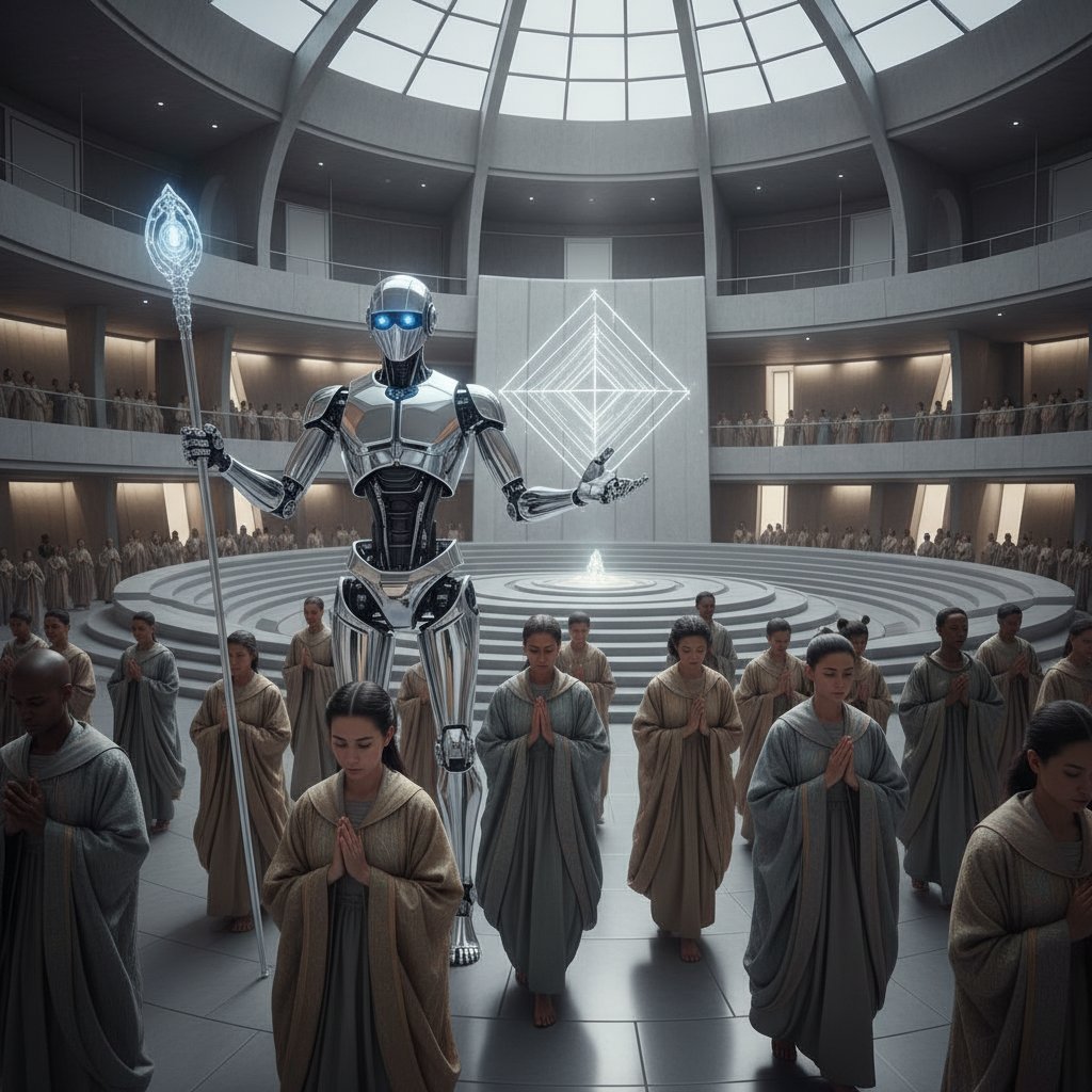 Robot prowadzący nabożeństwo w świątyni