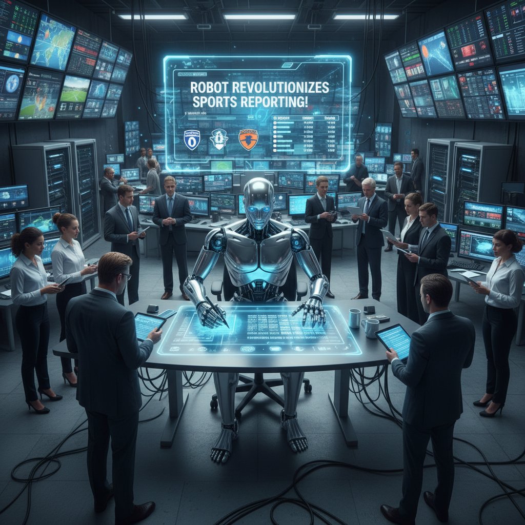 Robot piszący artykuł sportowy w redakcji