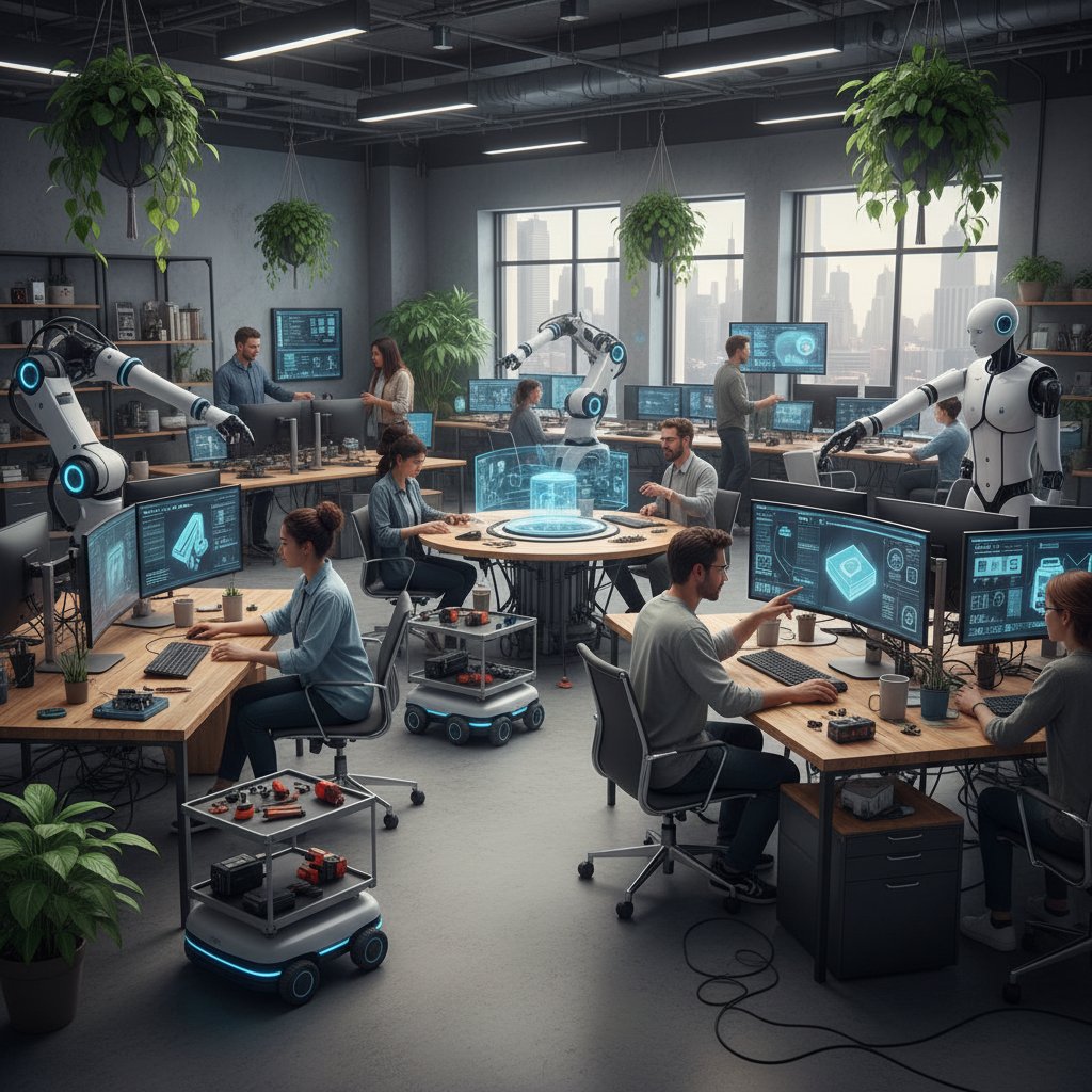 Roboty i ludzie we wspólnej przestrzeni pracy, współpraca bez uprzedzeń