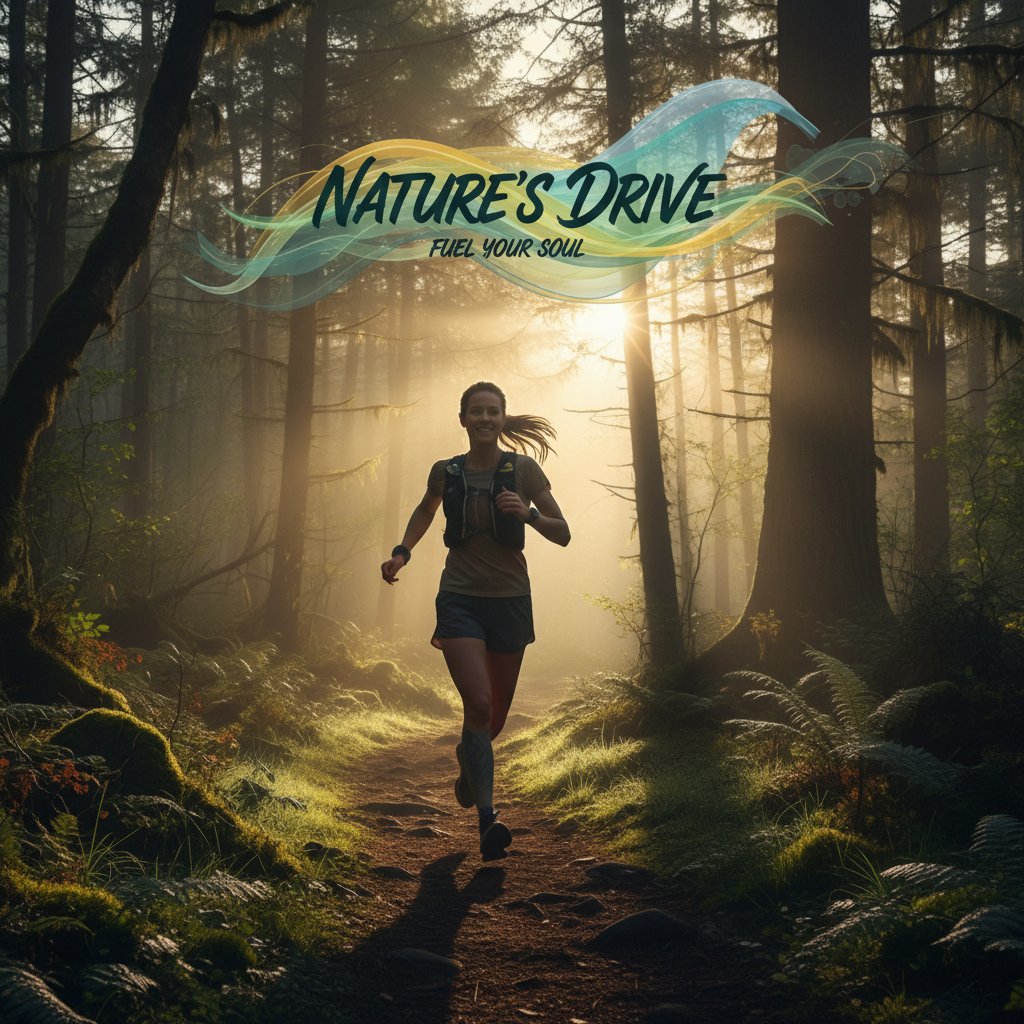 Biegacz na ścieżce leśnej o świcie, efekt lasu, trening outdoorowy