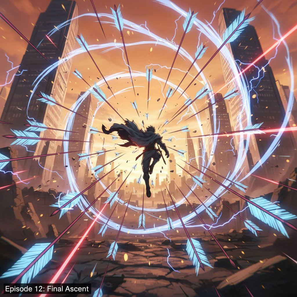 Sakuga animation technique in anime movies, hyper-detailed anime movie frame with arrows, anime movies