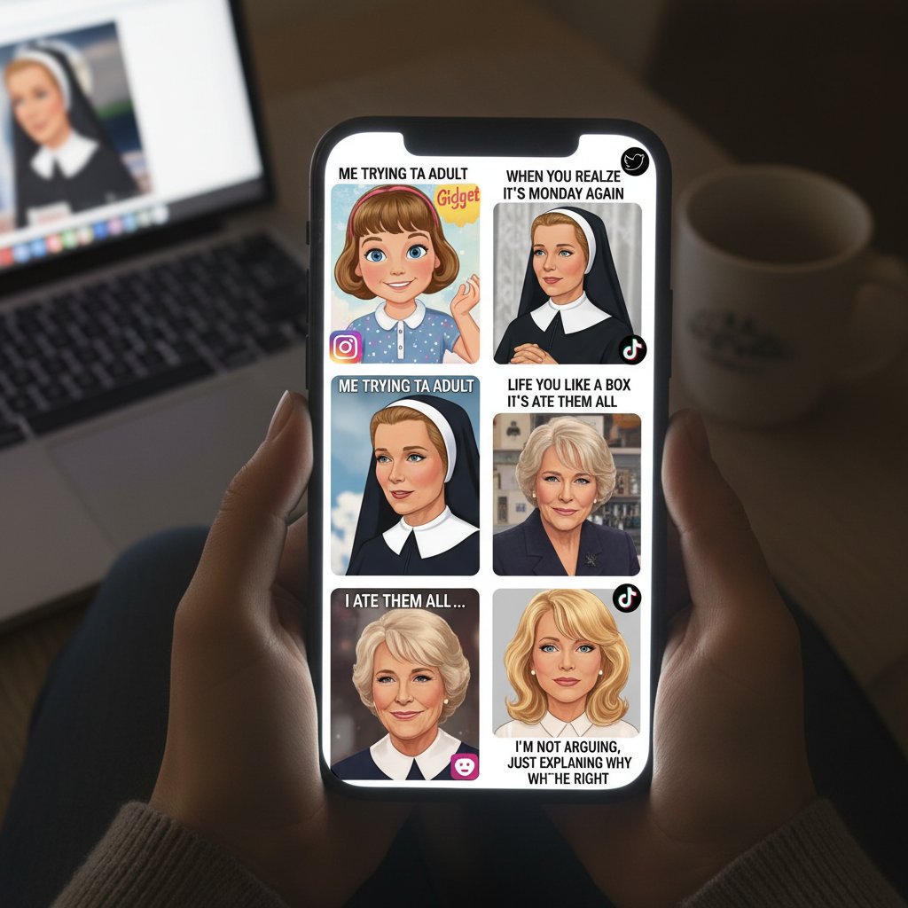 Collage of Sally Field-inspired memes and fan art circulating on social media, blending nostalgia and humor