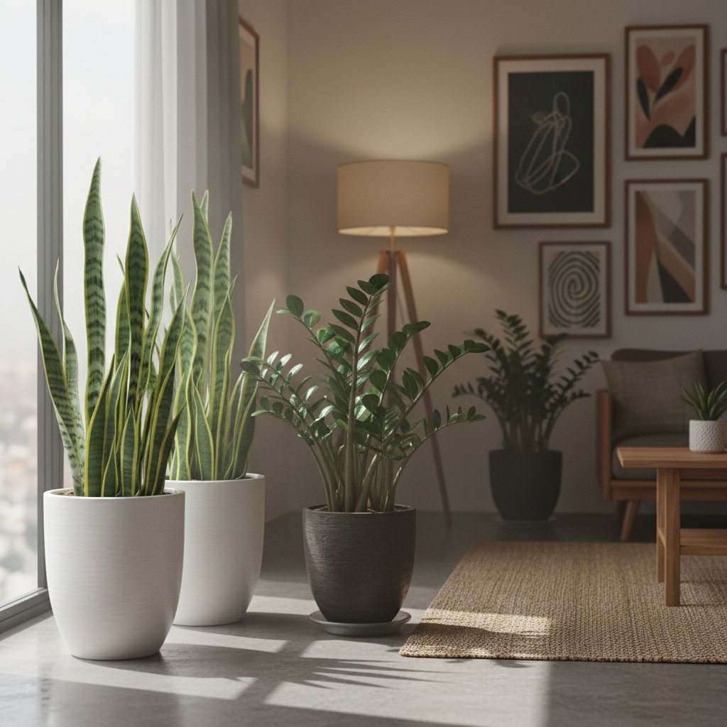 Sansewieria i zamioculcas w różnych warunkach domowych jako przykład roślin odpornych