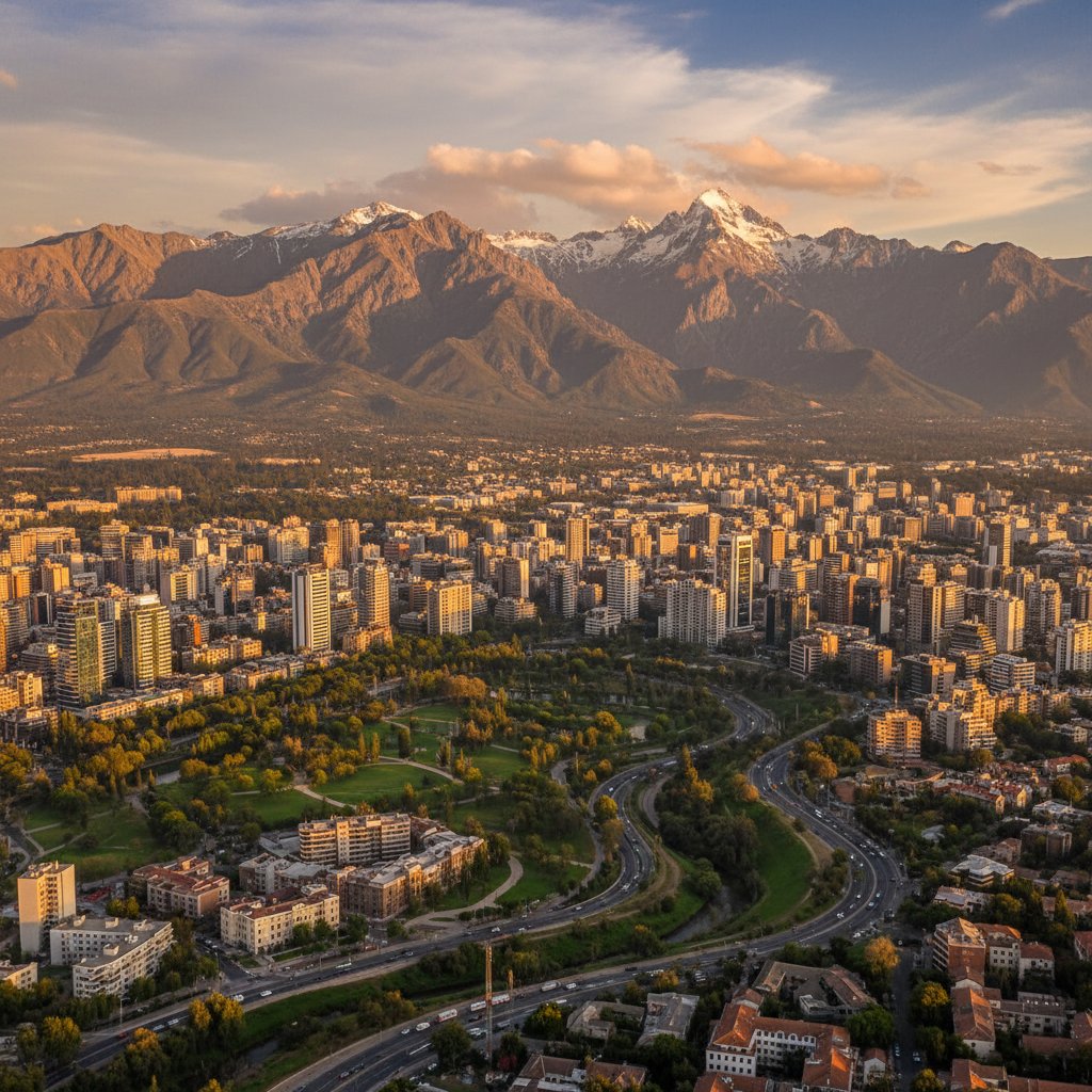 Panorama miasta Santiago de Chile z widokiem na Andy, alternatywny cel dla podróżnych z Polski