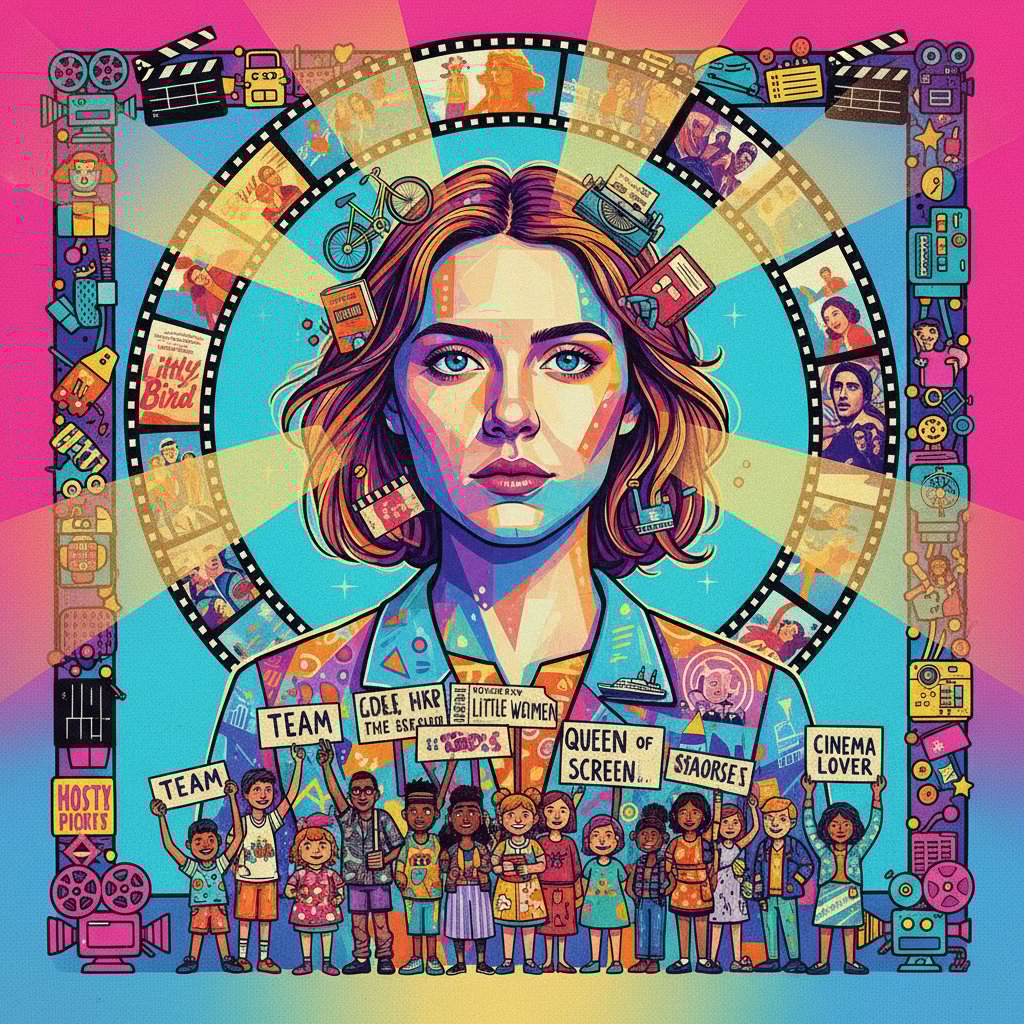 Fan art montage, Saoirse Ronan movies, energetic and colorful, Saoirse Ronan superfan community