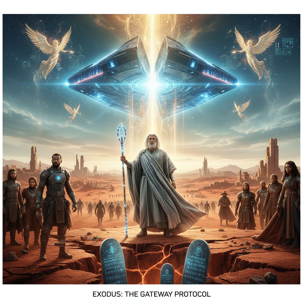 Stylized reinterpretation of a biblical scene in a sci-fi setting, suggesting the bold new directions of modern biblical movies