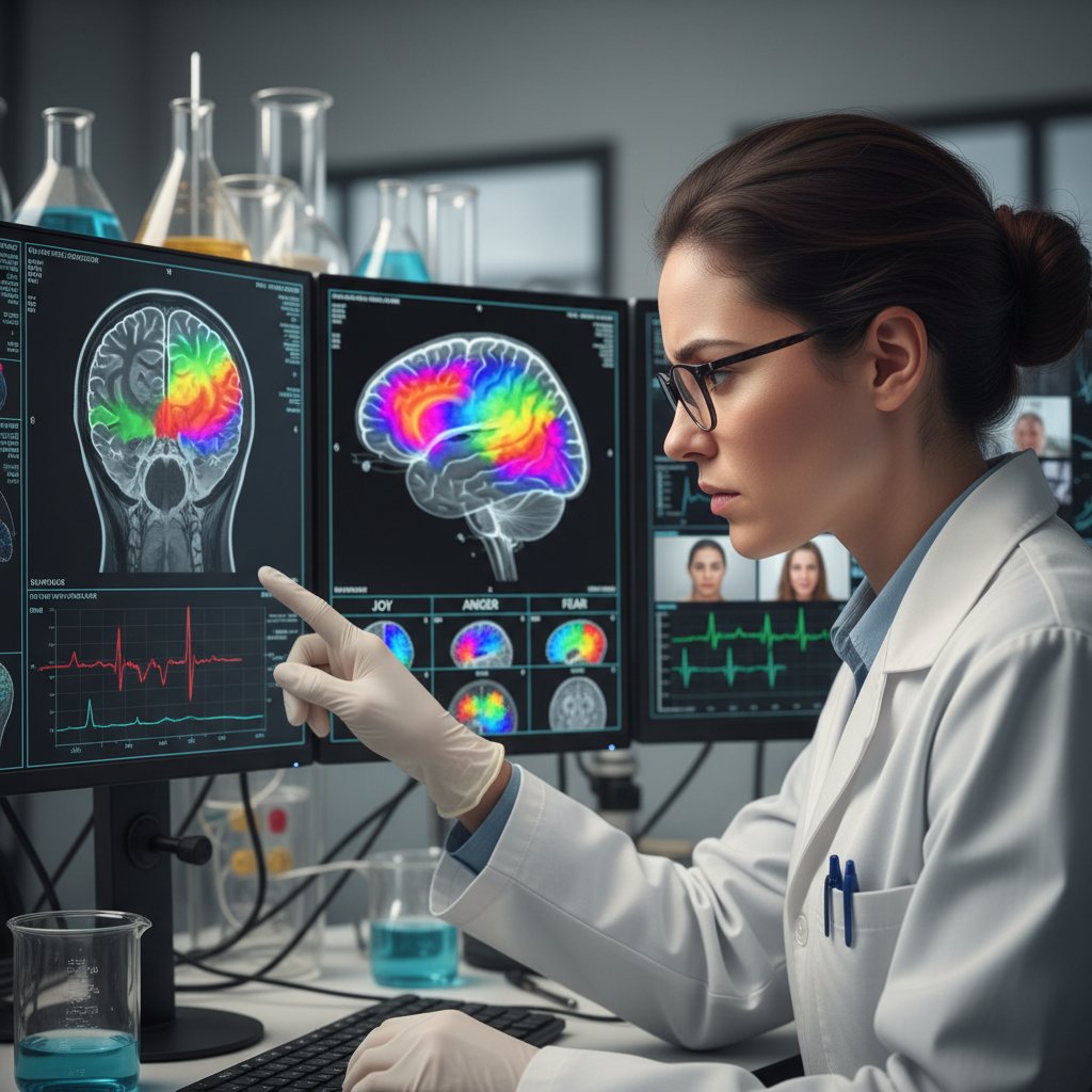 Naukowiec badający mózg, analiza emocji – neurobiologia współregulacji