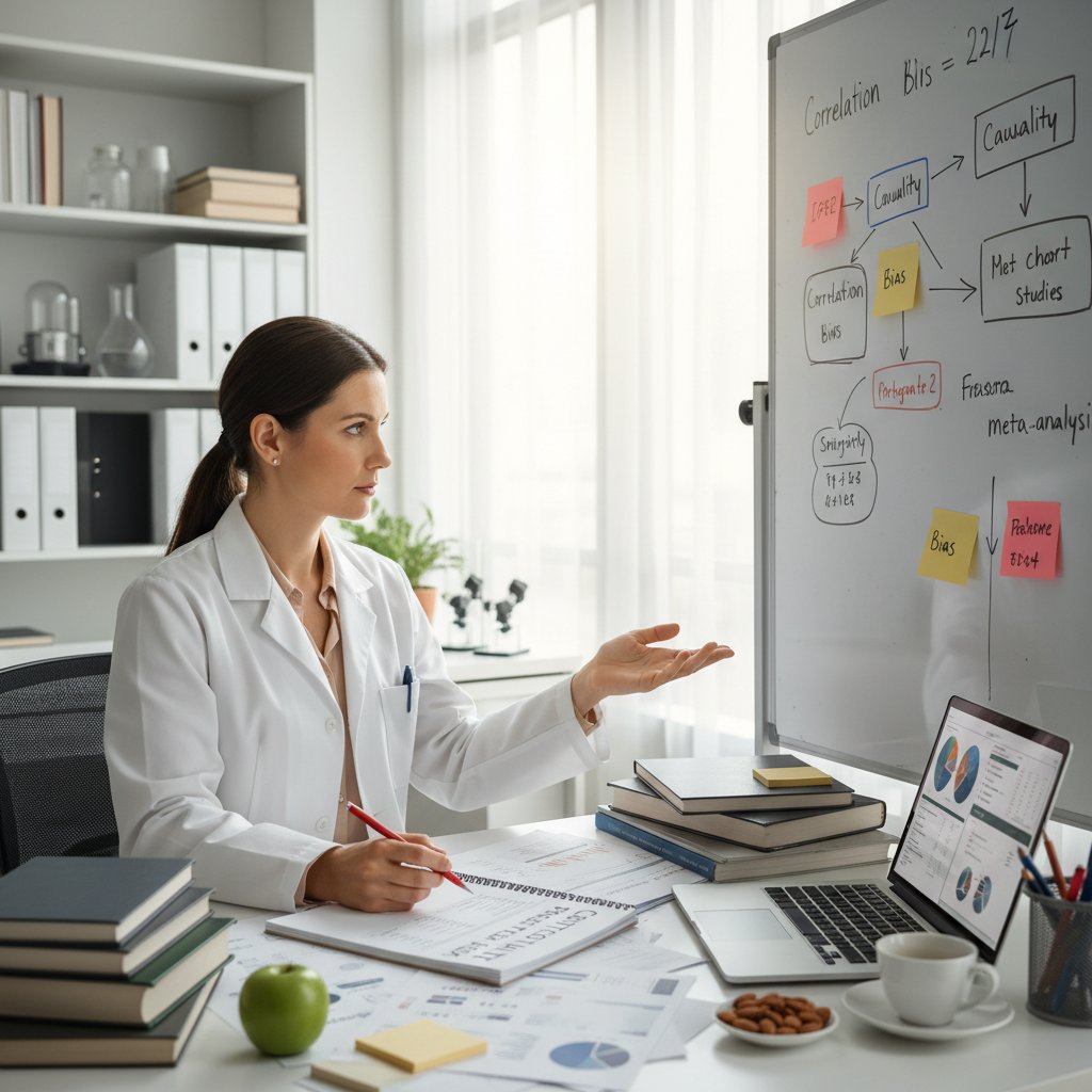 Naukowiec analizujący wyniki badań nad dietami – atmosfera zadumy i krytycznej analizy