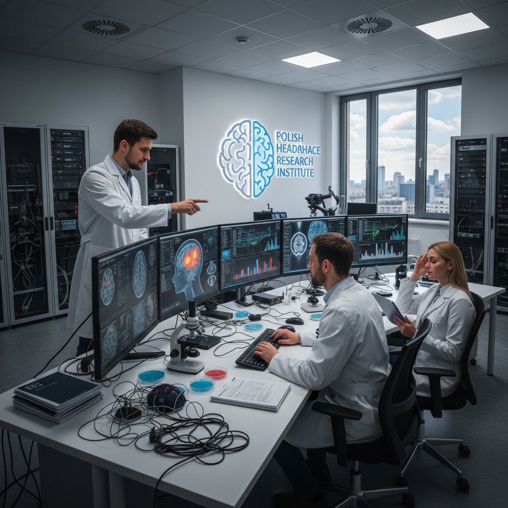 Zdjęcie zespołu naukowców analizujących dane na ekranach komputerów w laboratorium zdrowia