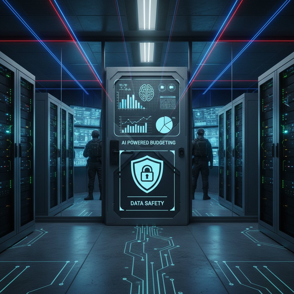 Secure server room representing data safety and bias prevention in AI-powered project budgeting automation