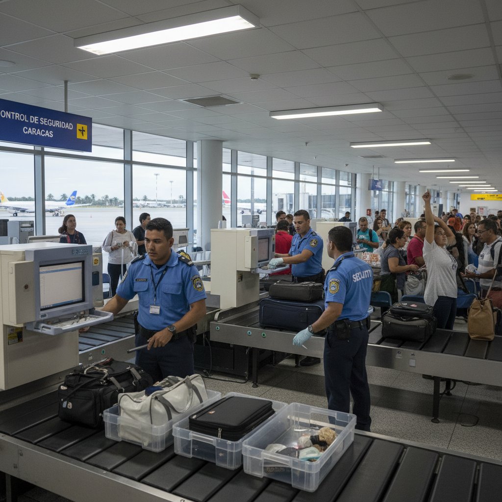 Caracas airport security screening travelers