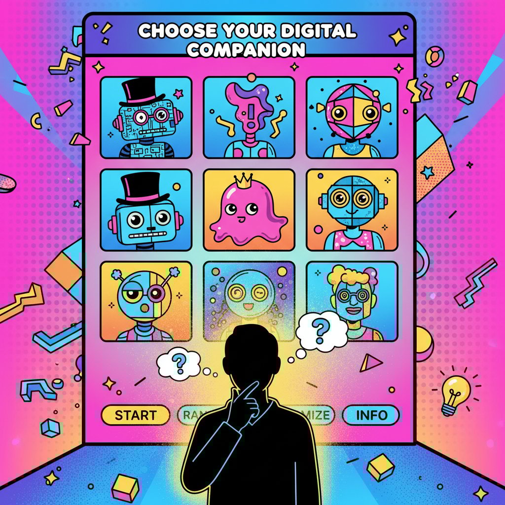 Wybór wirtualnego kumpla w aplikacji AI, rozmowy dopasowane do stylu mówienia