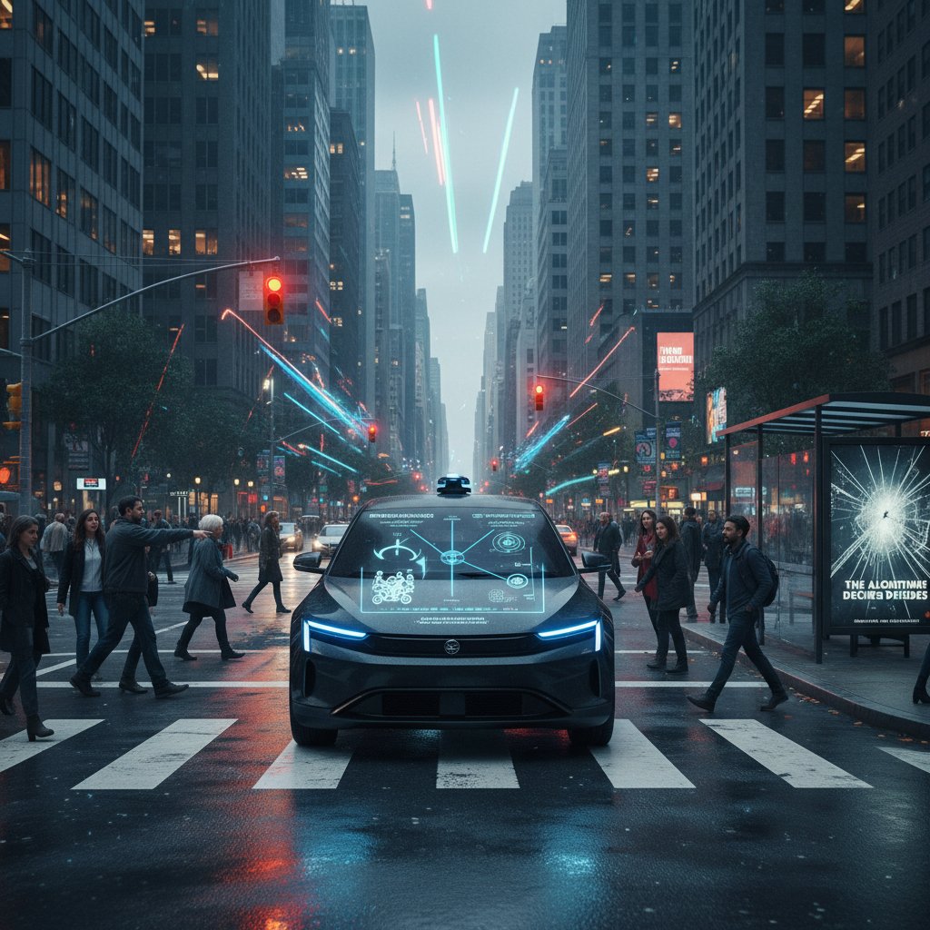 Autonomiczny samochód na skrzyżowaniu, dylemat moralny AI w praktyce