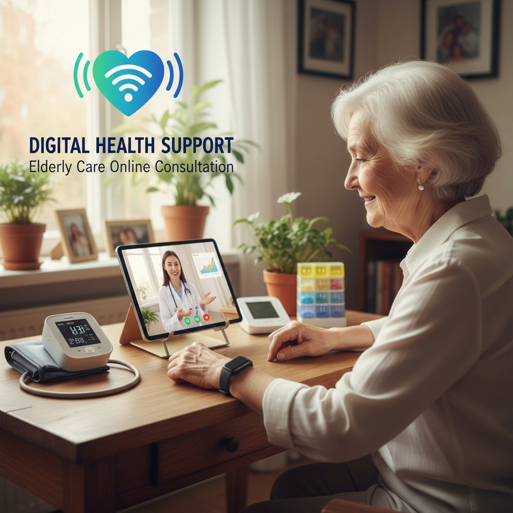 Senior korzystający z tabletu do konsultacji zdrowotnej online, nowoczesne wsparcie dla osób starszych