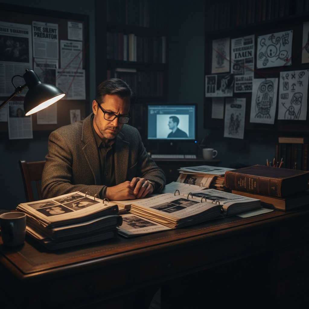 Psycholog kryminalny analizuje akta sprawy seryjnego mordercy z Polski