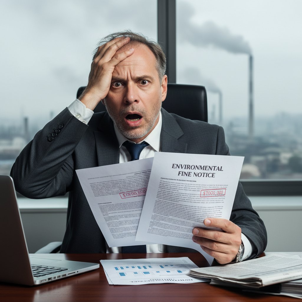 Przedsiębiorca zszokowany wysokością kary środowiskowej, pokazuje dokumenty urzędowe