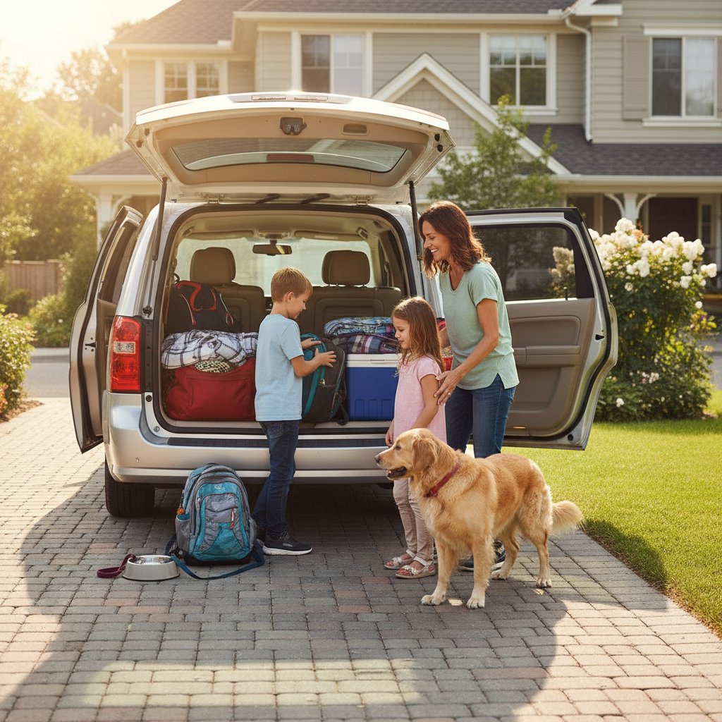 Single parent with children loading a car, representing overlooked car buying segments in the market