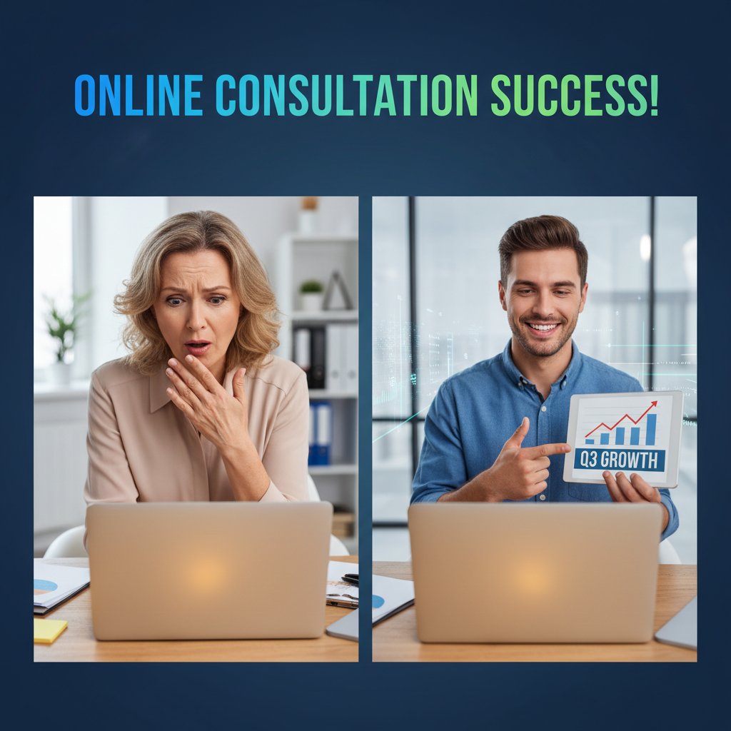 Zdjęcie sceptycznego klienta zaskoczonego pozytywnymi efektami konsultacji online