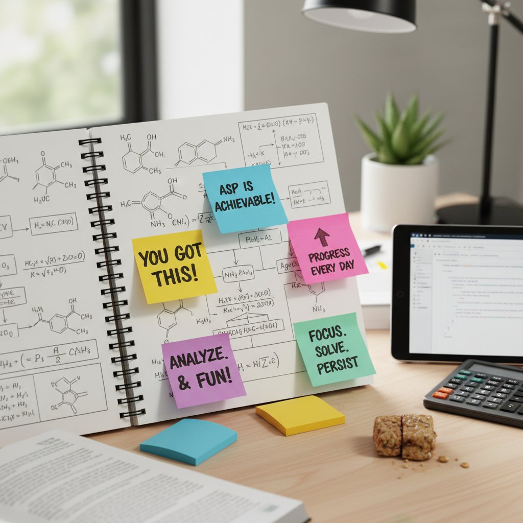 Szkicownik z inspirującymi notatkami motywacyjnymi dla kandydatów na ASP online