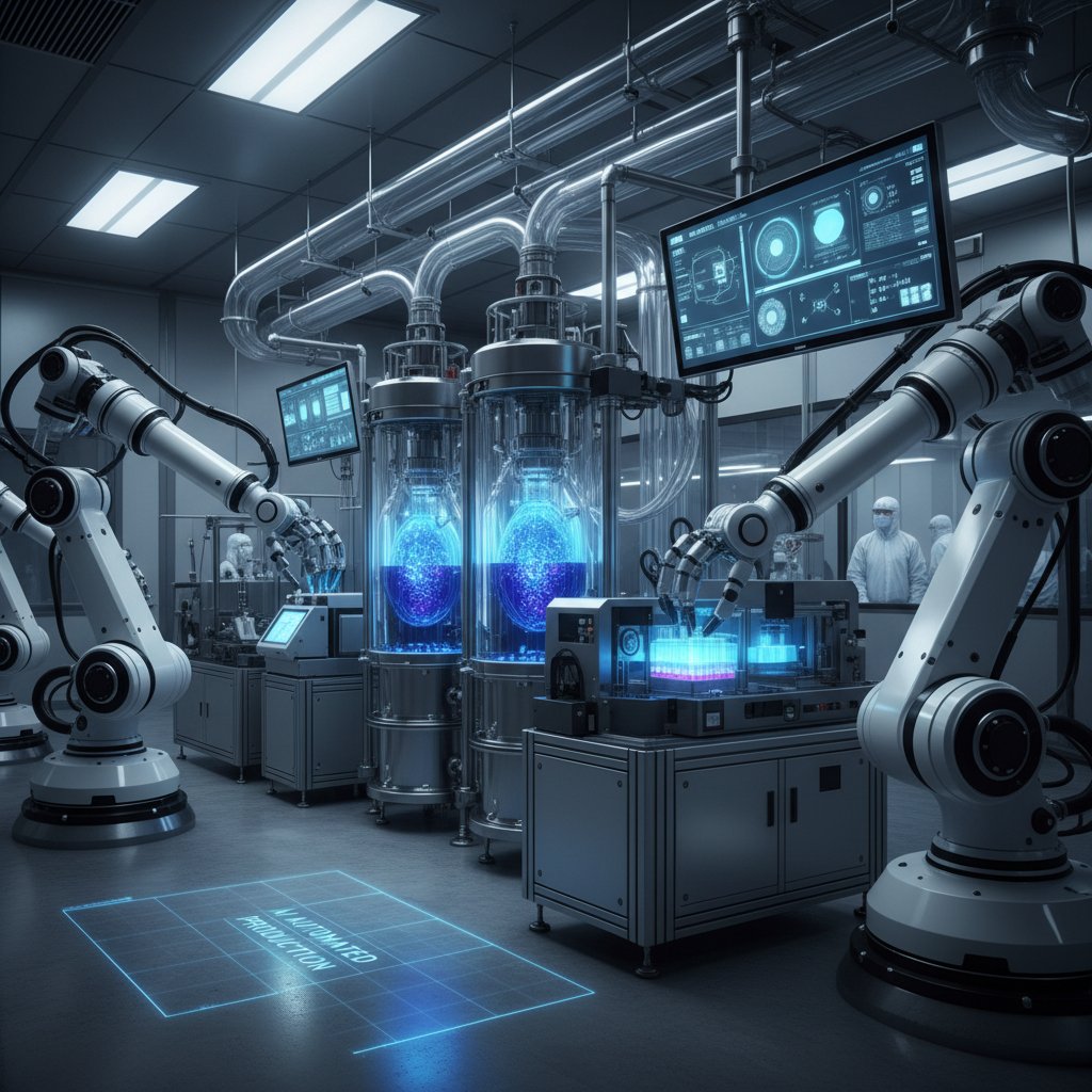 Nowoczesna linia produkcyjna leków osoczopochodnych z wykorzystaniem AI i zaawansowanych robotów