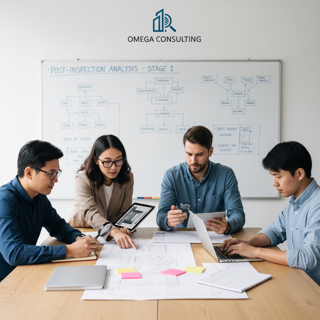 Zespół małej agencji analizujący dokumenty po kontroli, atmosfera napięcia