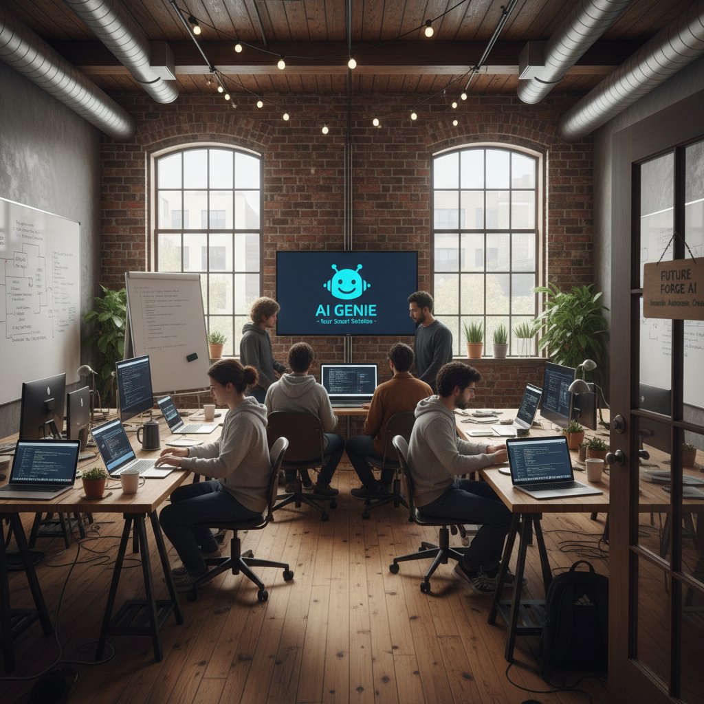 Zespół małej firmy korzystający z platformy pracownicy.ai w biurze, AI jako część zespołu