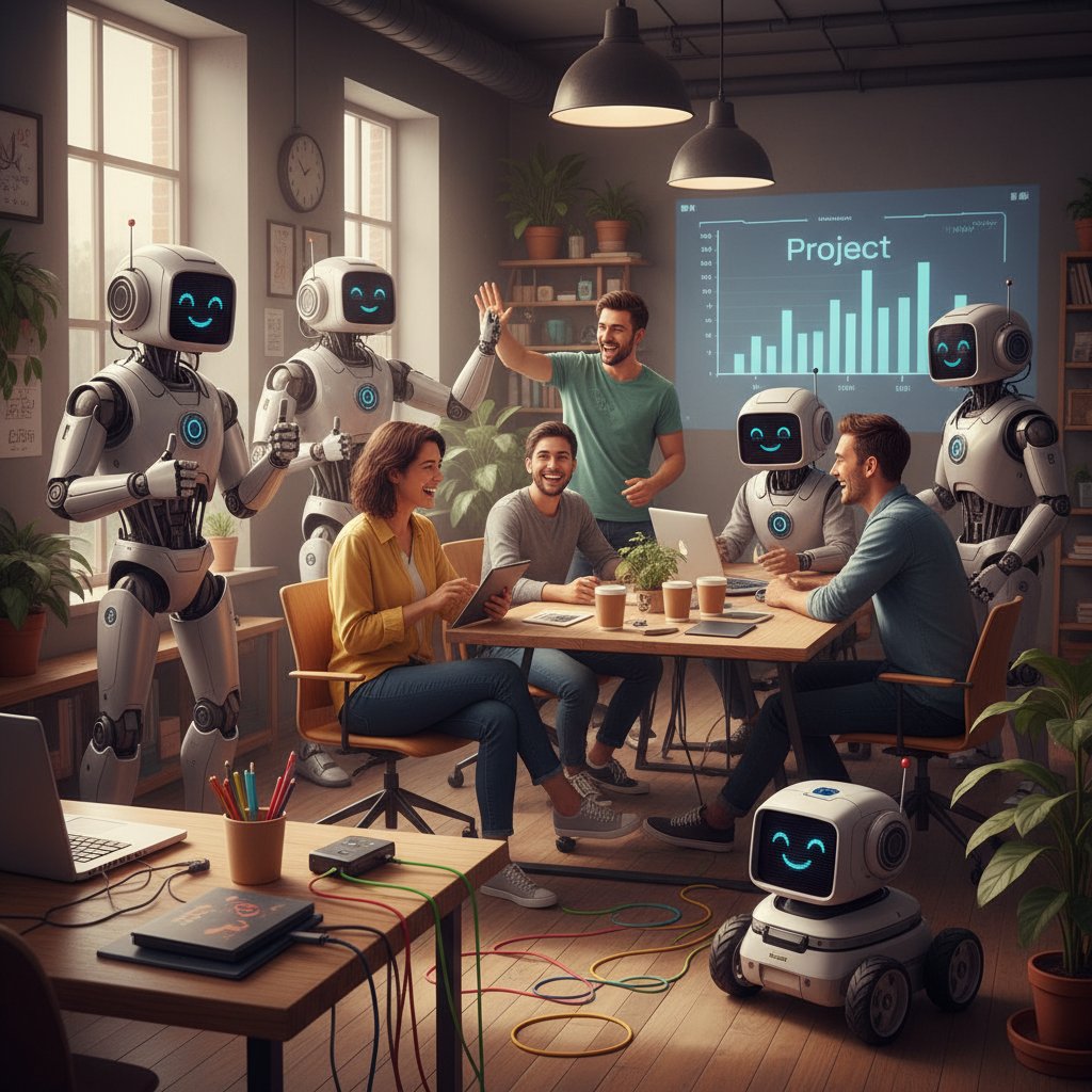 Mała firma korzystająca z wirtualnych pracowników AI do obsługi social media