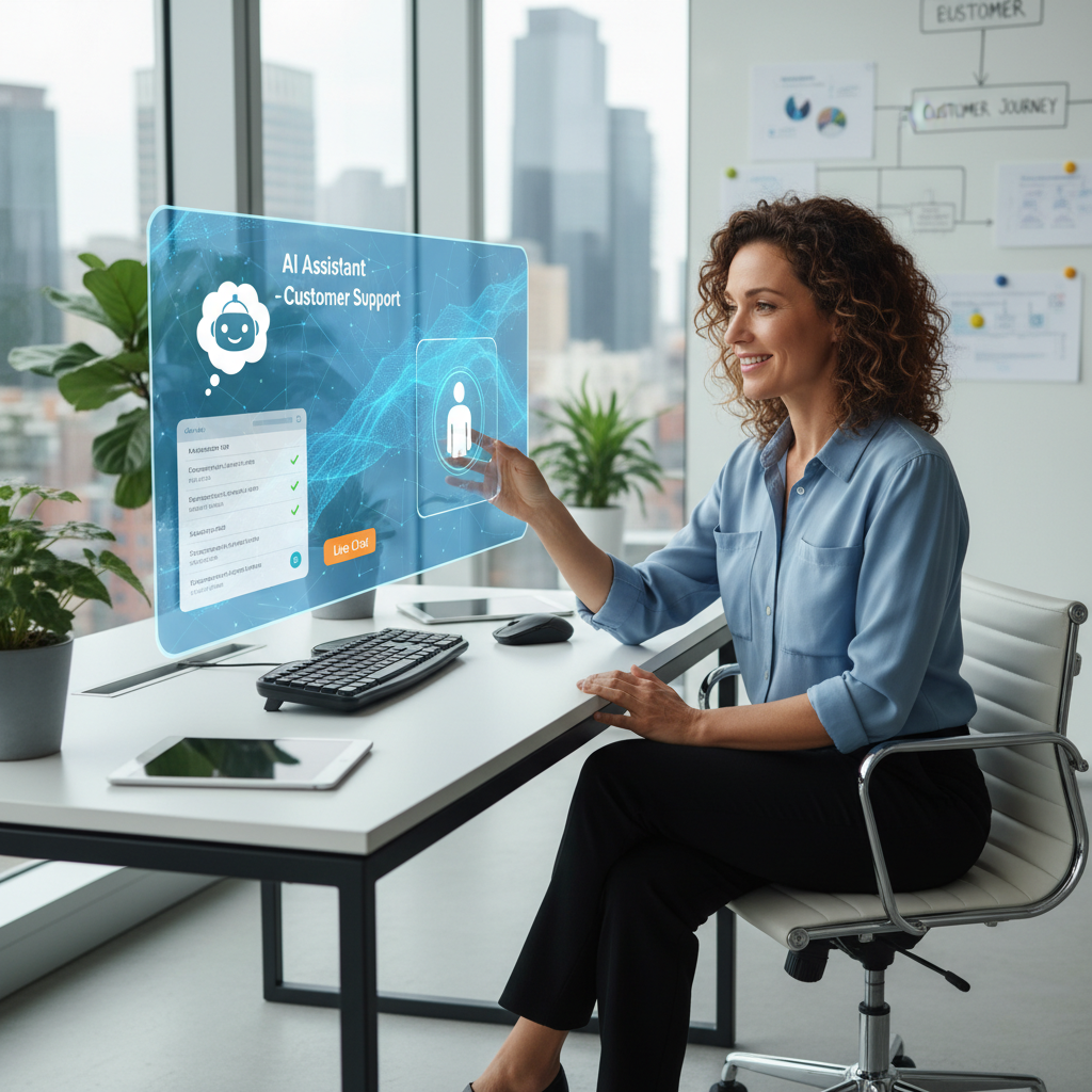 Przedsiębiorca wdrażający platformę AI w biurze – nowoczesna obsługa klienta