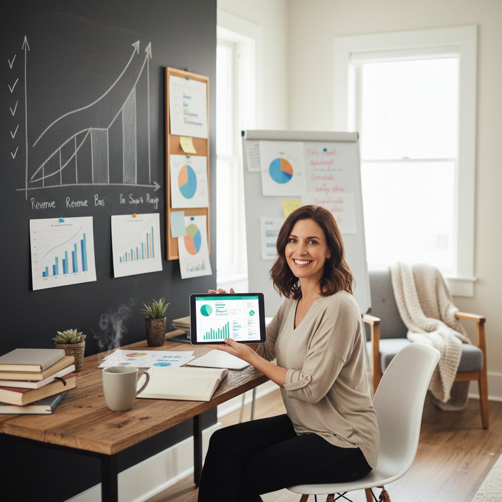 Właściciel małej firmy świętujący sukces po współpracy z doradcą online