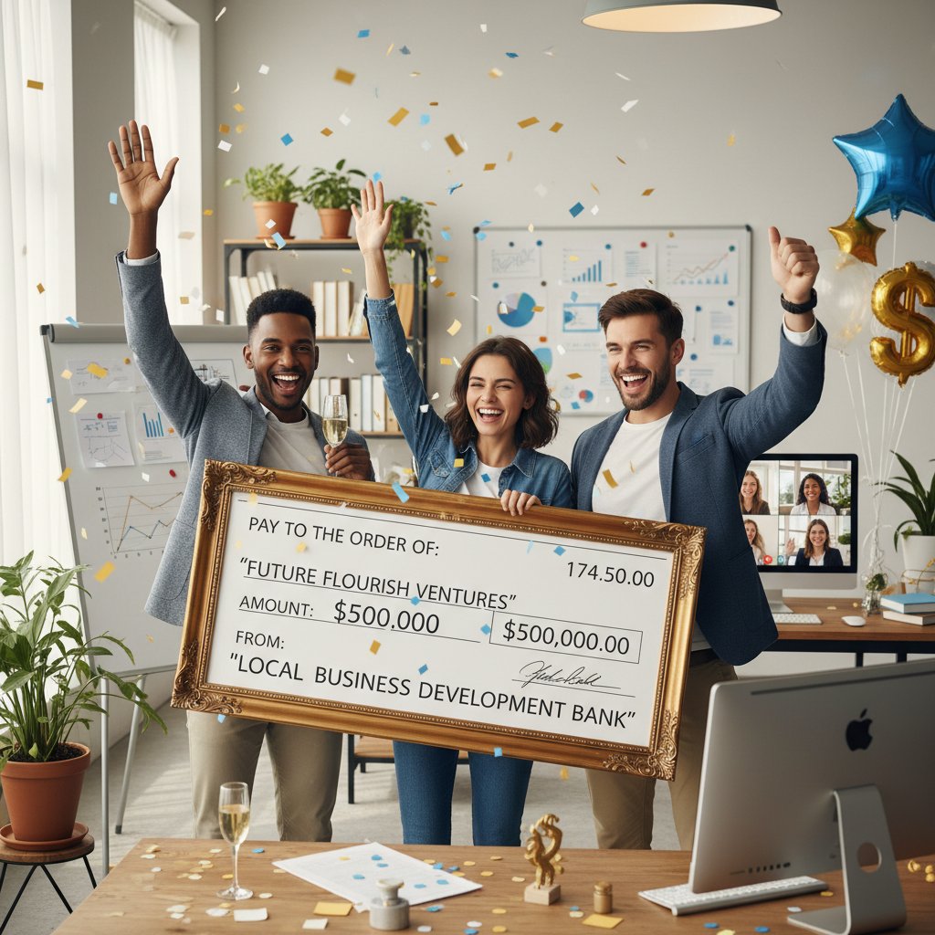Właściciele małej firmy świętujący sukces dzięki alternatywnym źródłom finansowania