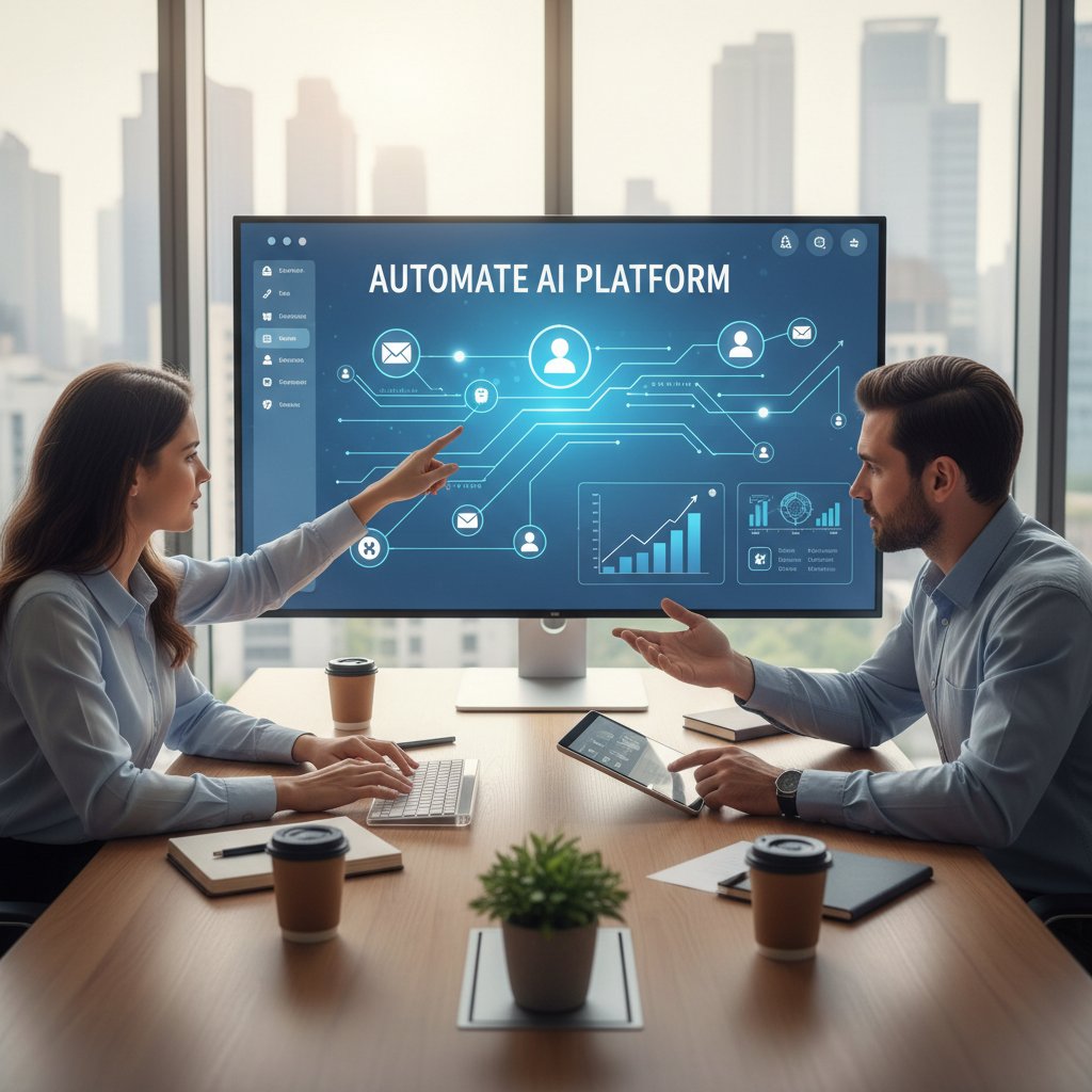 Mały zespół korzystający z platformy AI do automatyzacji zadań marketingowych