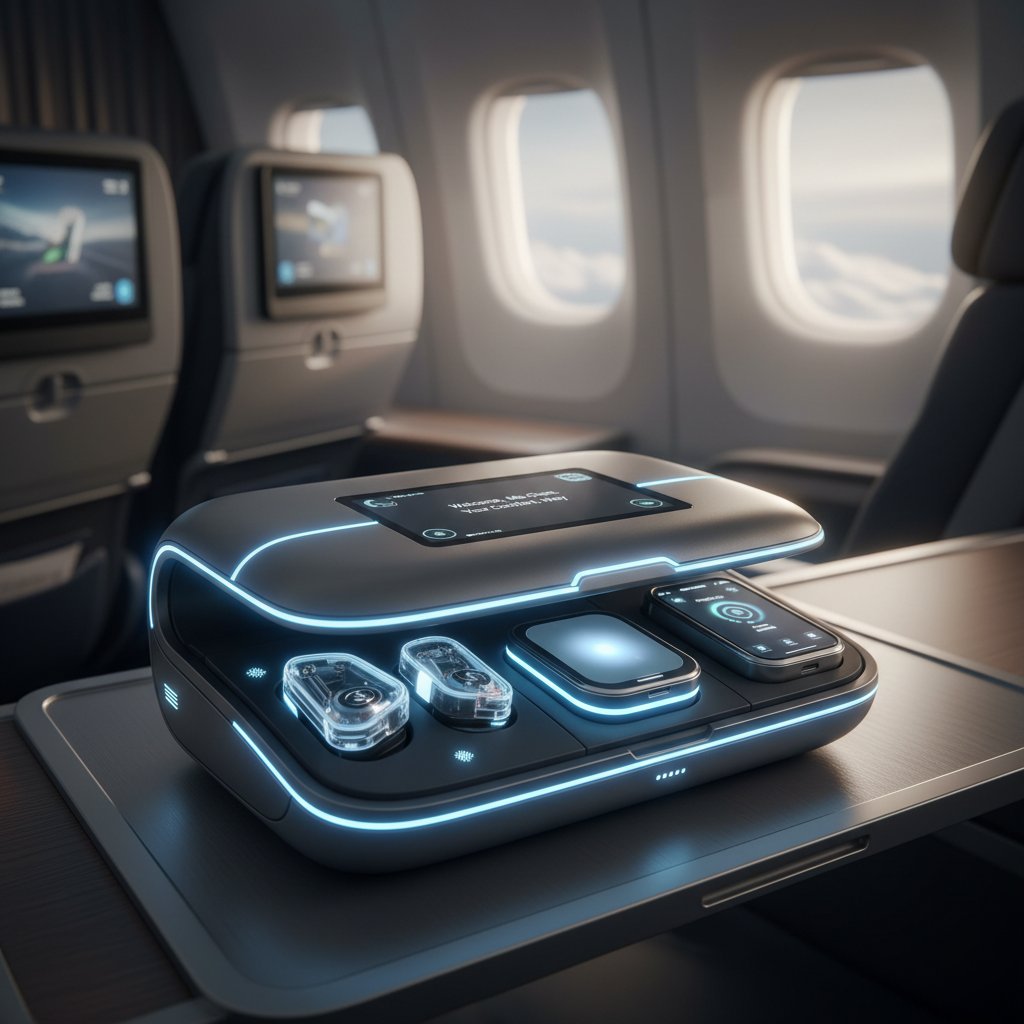 Nowoczesny amenity kit z elementami smart, telefon, aplikacja, personalizacja, nowoczesne technologie