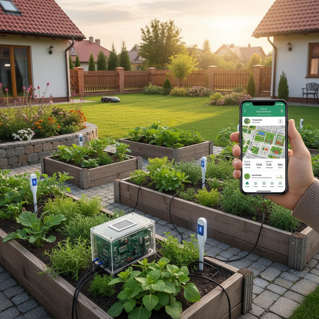 Inteligentny ogród z czujnikami i smartfonem, polskie podwórko