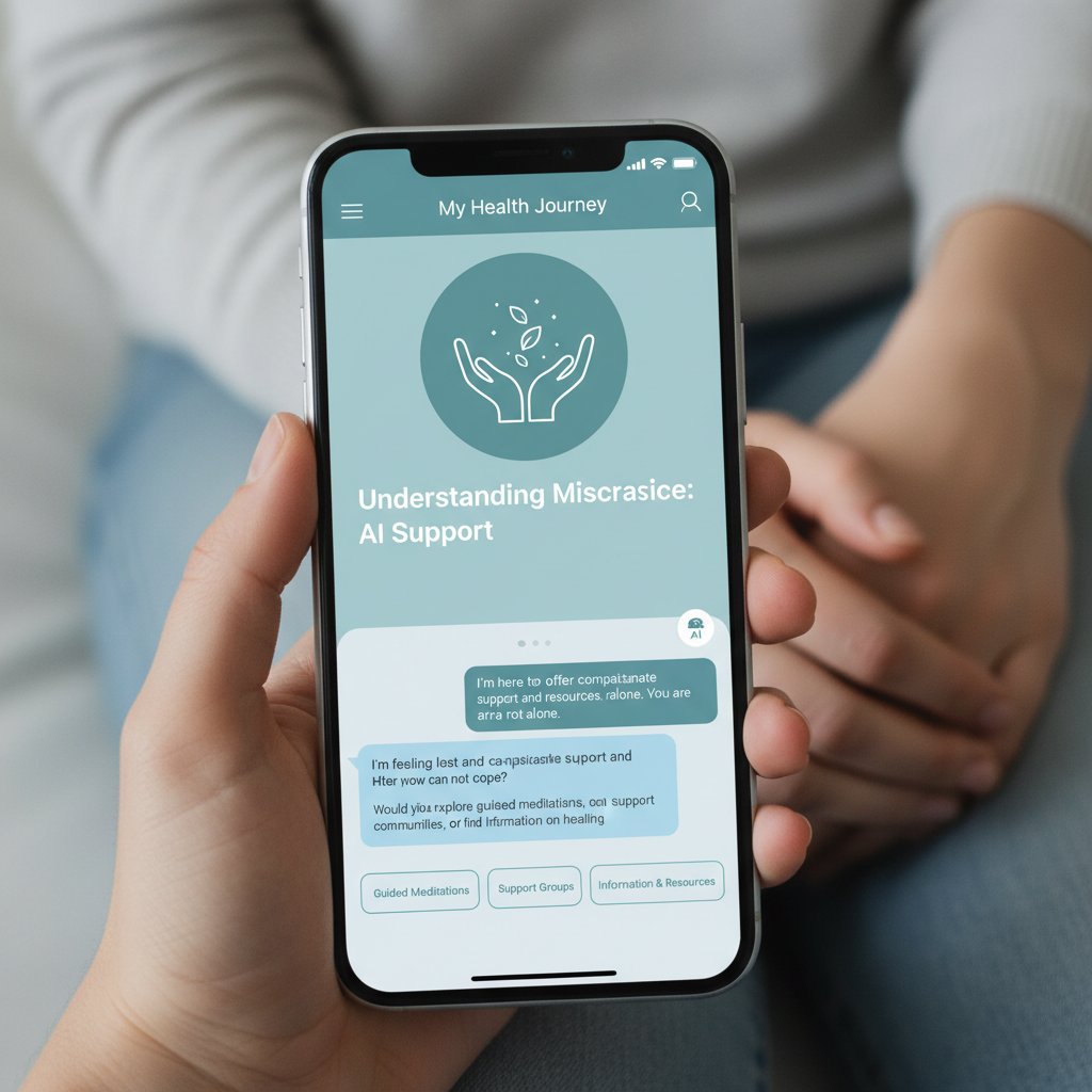 Ekran smartfona, aplikacja zdrowotna wspierająca edukację i analizę objawów poronień nawracających