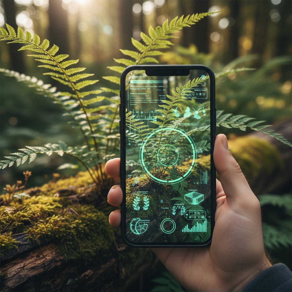 Telefon rozpoznający roślinę za pomocą aplikacji AI