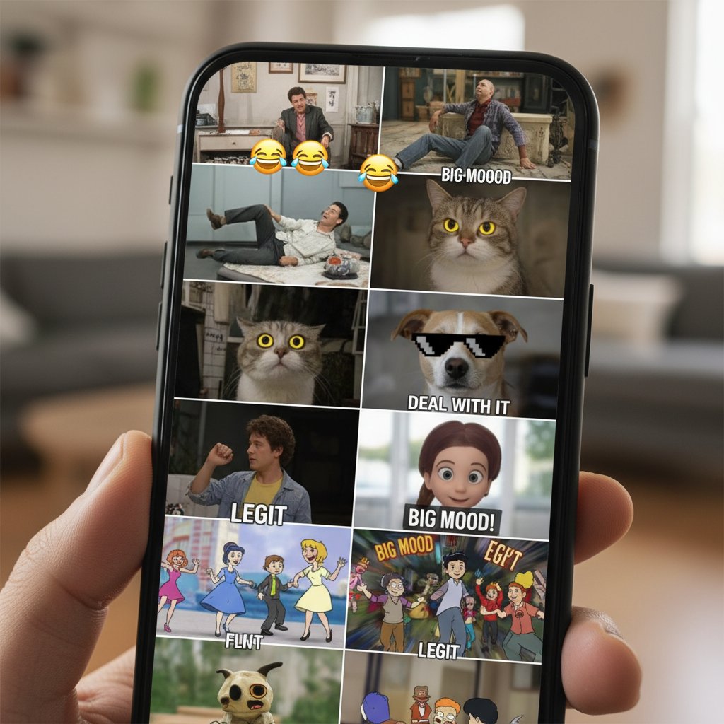 Movie references turned into viral internet culture with a smartphone showing film clips morphing into memes