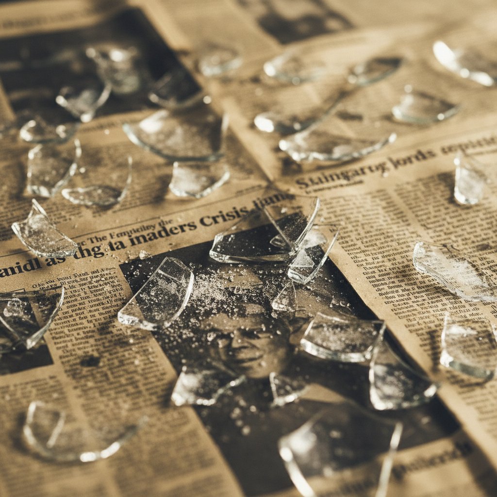 Zbite okulary na gazecie – symbol dezinformacji o jaskrze