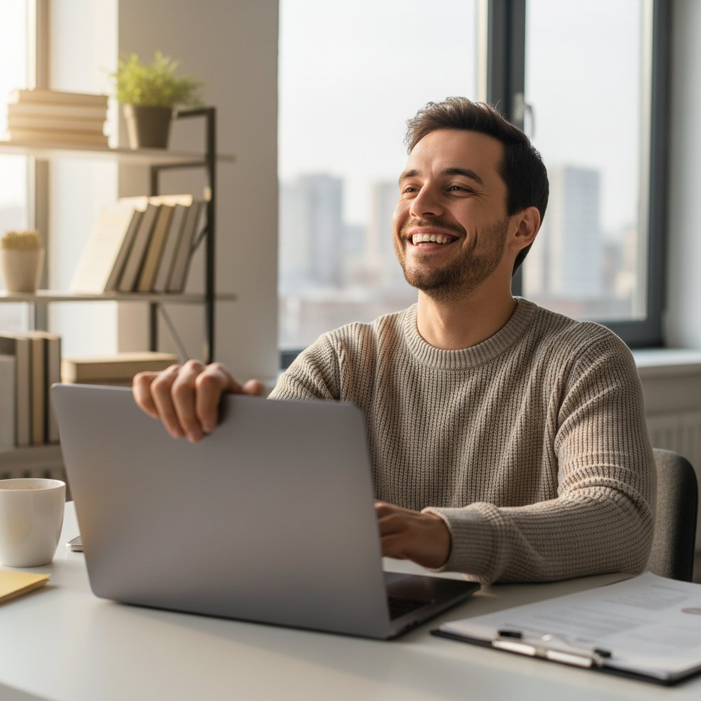 Użytkownik czuje ulgę po sesji z AI