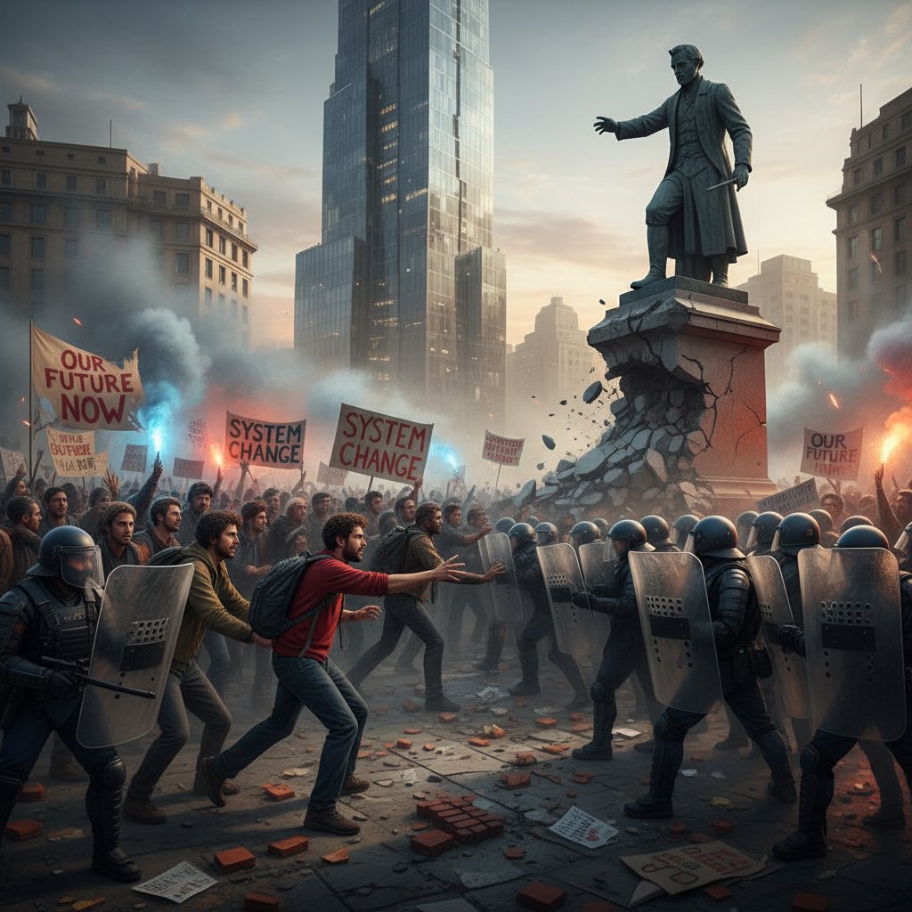 Demonstracja społeczna, tłum ludzi walczących o prawa, konflikty jako motor zmian